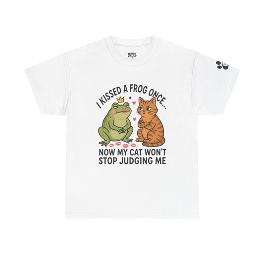 I Kissed a Frog Once Now My Cat Won't Stop Judging Me T-Shirt | Funny Cat Lover Tee | Cute Cat Humor Shirt