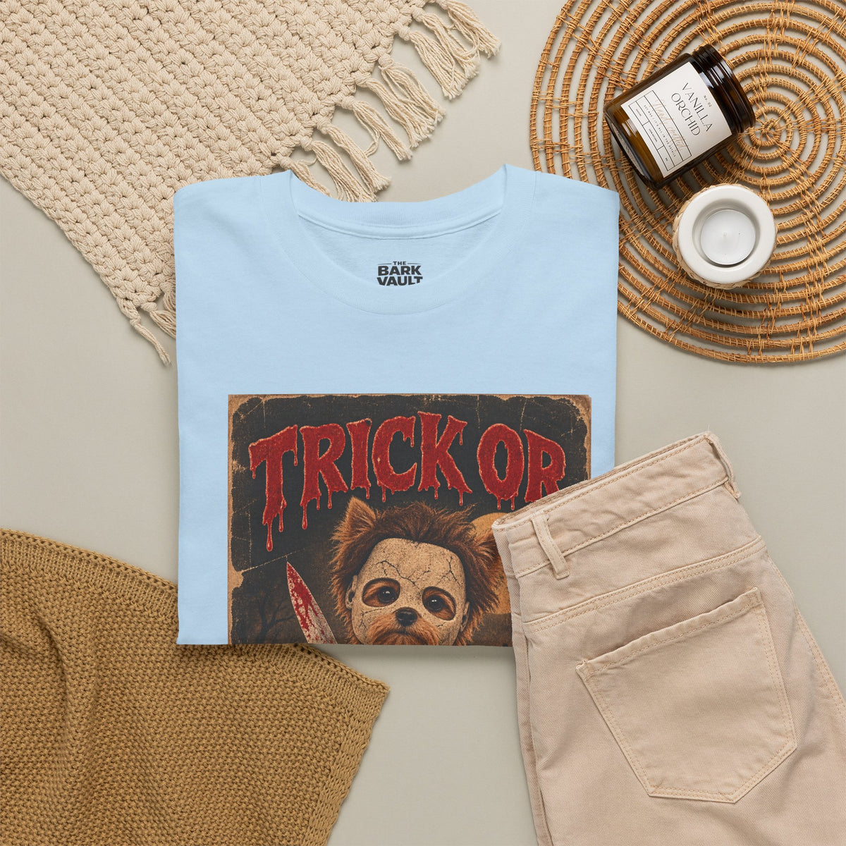 Trick or Treat? Vintage Horror Halloween Shirt – Creepy Dog Costume T-Shirt
