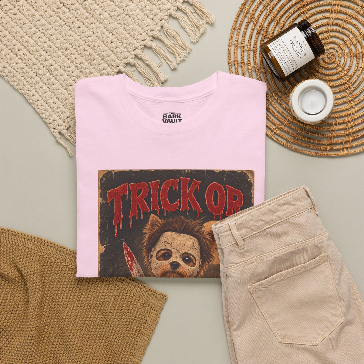 Trick or Treat? Vintage Horror Halloween Shirt – Creepy Dog Costume T-Shirt