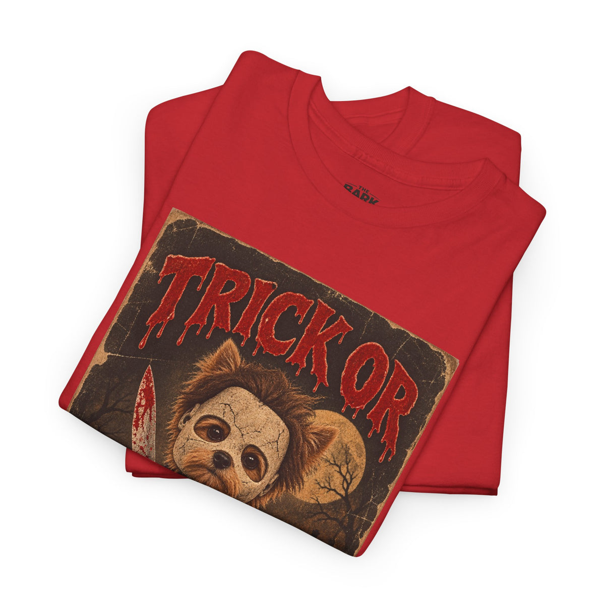 Trick or Treat? Vintage Horror Halloween Shirt – Creepy Dog Costume T-Shirt