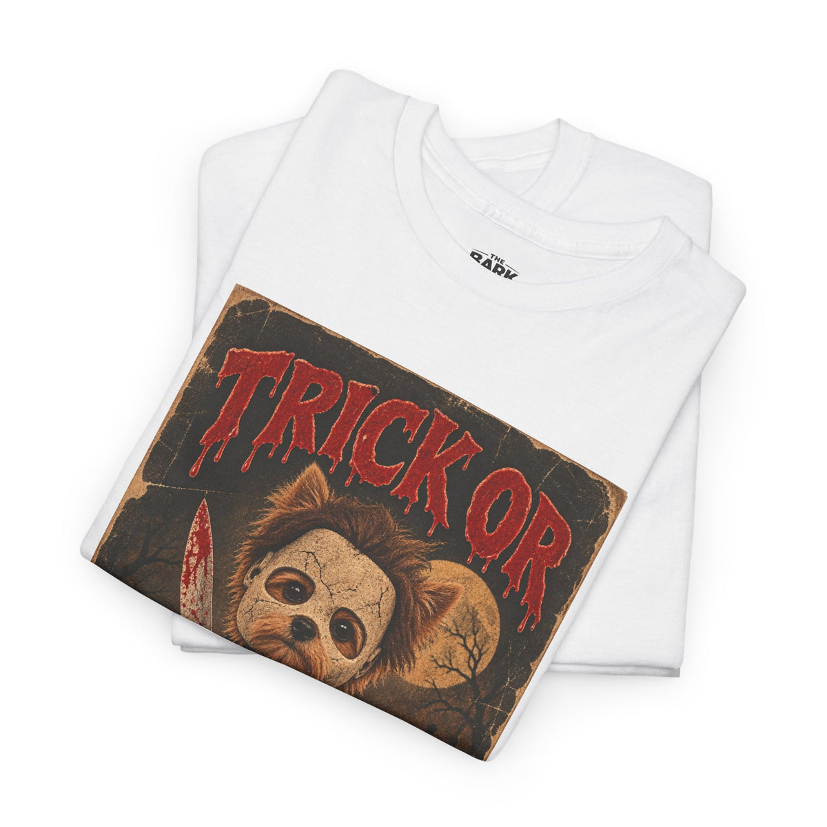 Trick or Treat? Vintage Horror Halloween Shirt – Creepy Dog Costume T-Shirt