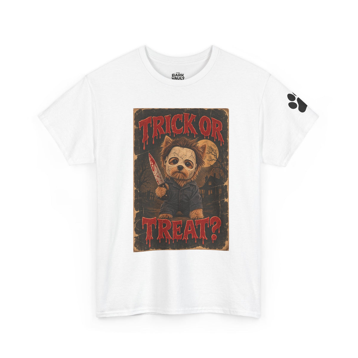 Trick or Treat? Vintage Horror Halloween Shirt – Creepy Dog Costume T-Shirt