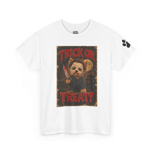 Trick or Treat? Vintage Horror Halloween Shirt – Creepy Dog Costume T-Shirt