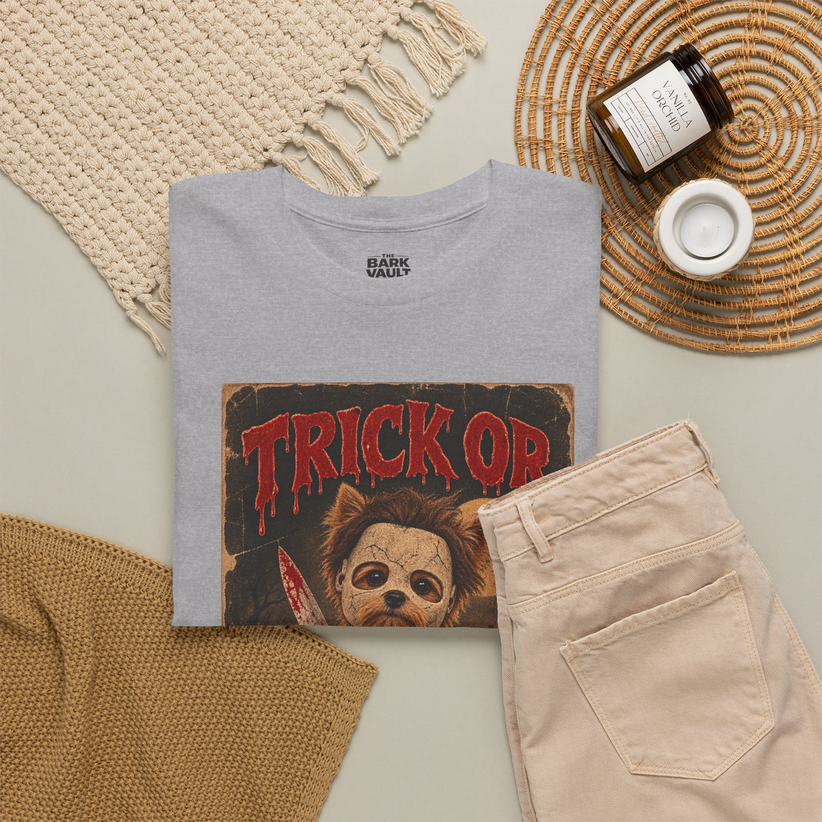 Trick or Treat? Vintage Horror Halloween Shirt – Creepy Dog Costume T-Shirt
