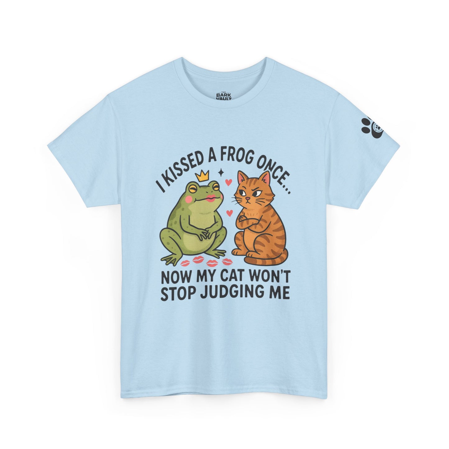 I Kissed a Frog Once Now My Cat Won't Stop Judging Me T-Shirt | Funny Cat Lover Tee | Cute Cat Humor Shirt