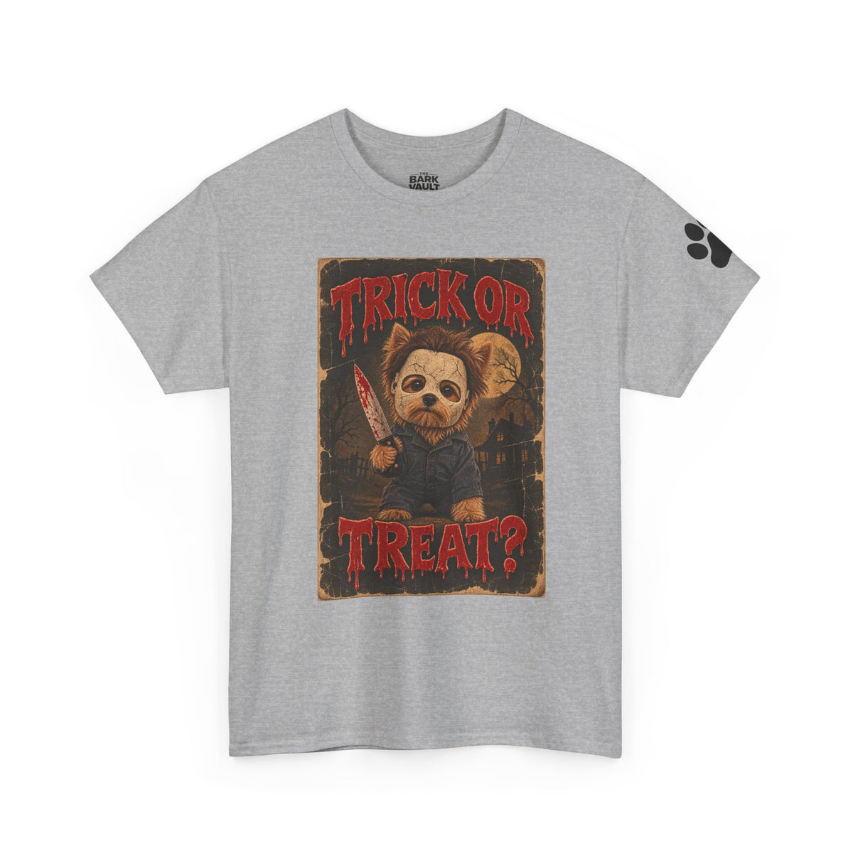 Trick or Treat? Vintage Horror Halloween Shirt – Creepy Dog Costume T-Shirt