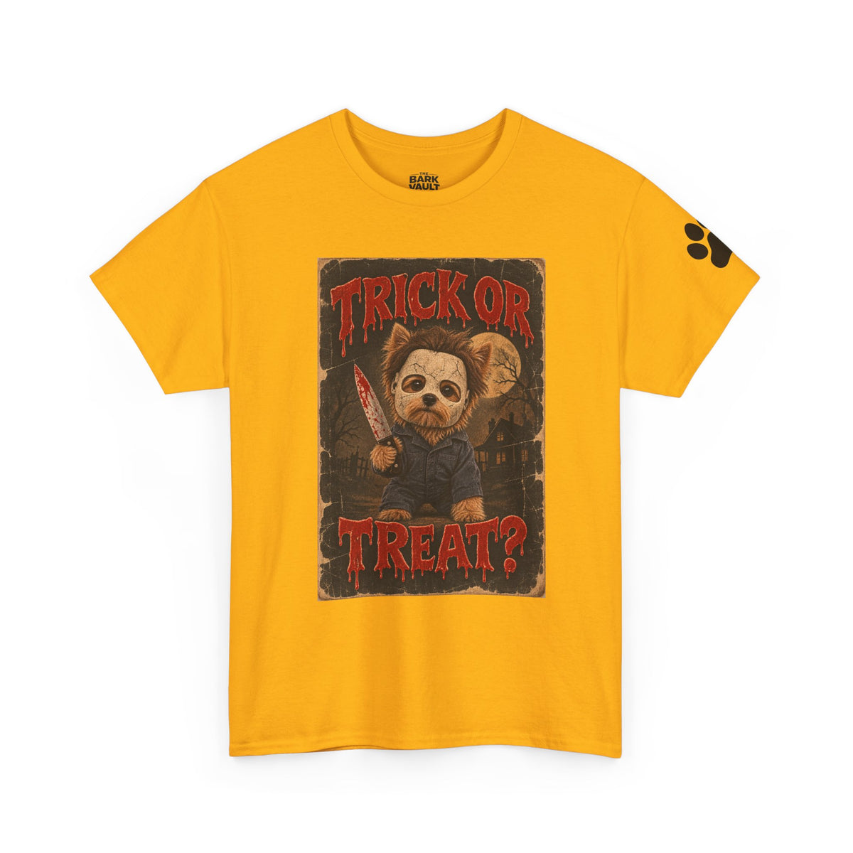 Trick or Treat? Vintage Horror Halloween Shirt – Creepy Dog Costume T-Shirt
