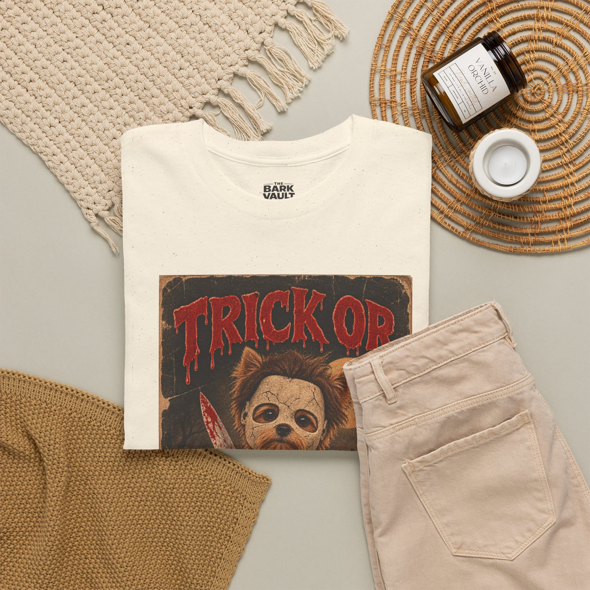 Trick or Treat? Vintage Horror Halloween Shirt – Creepy Dog Costume T-Shirt