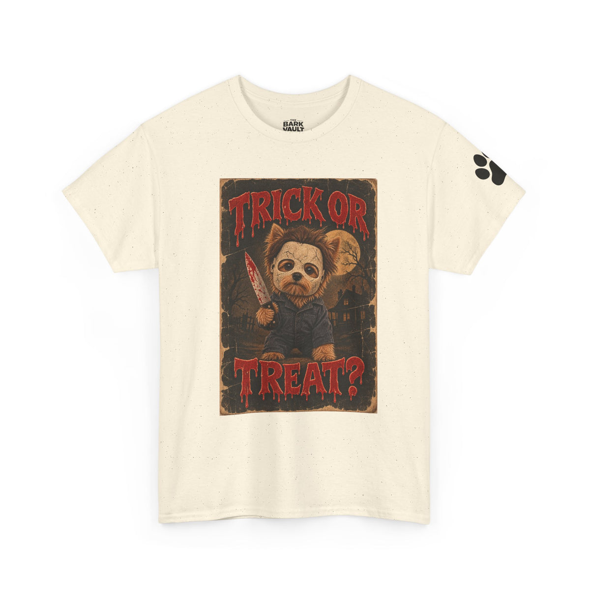 Trick or Treat? Vintage Horror Halloween Shirt – Creepy Dog Costume T-Shirt