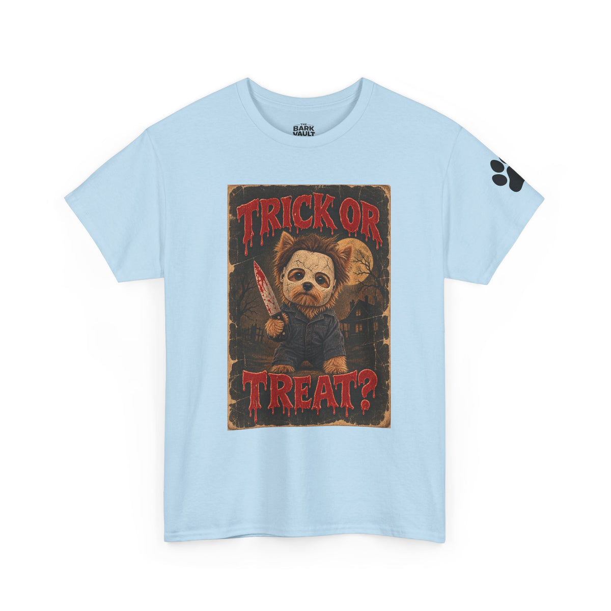 Trick or Treat? Vintage Horror Halloween Shirt – Creepy Dog Costume T-Shirt