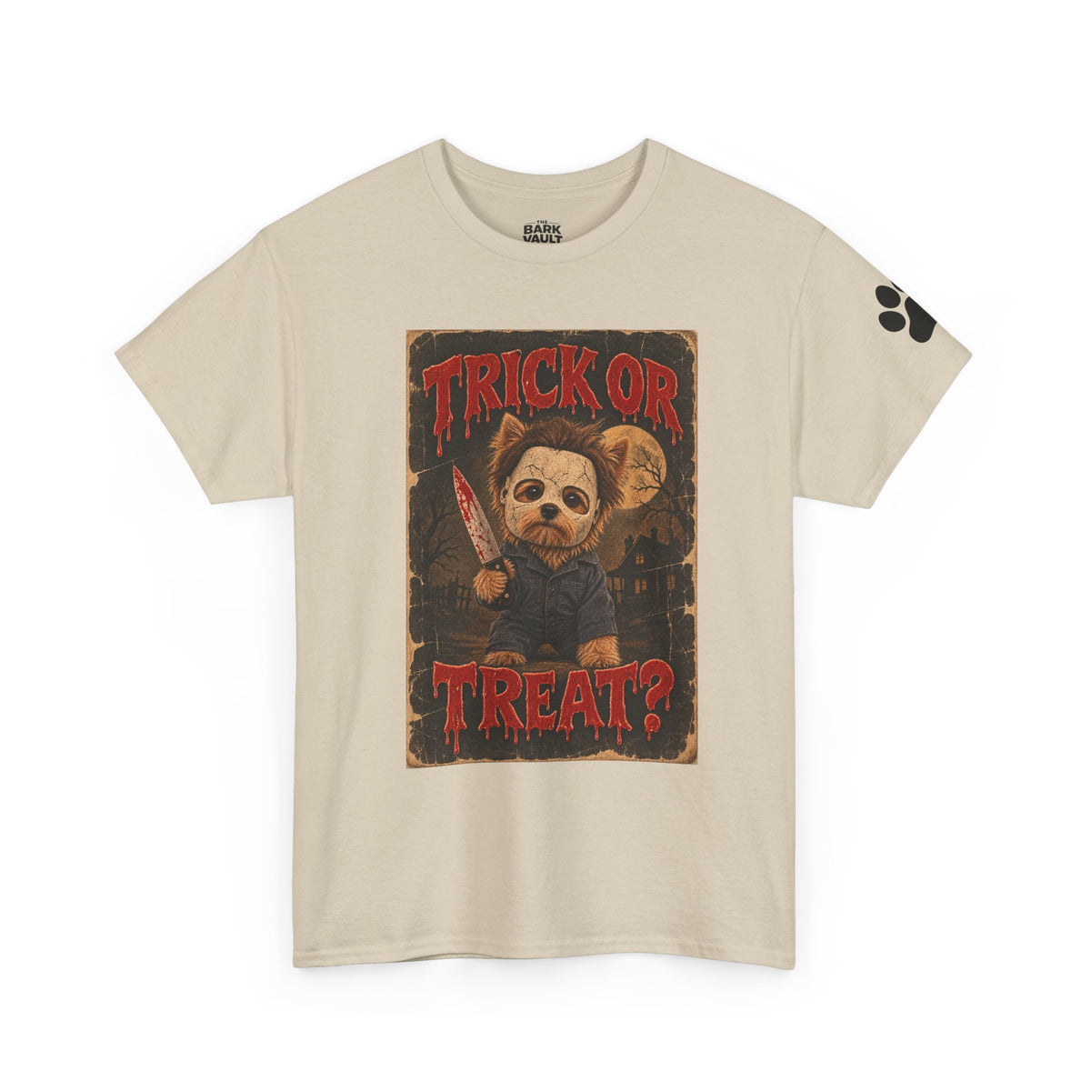 Trick or Treat? Vintage Horror Halloween Shirt – Creepy Dog Costume T-Shirt